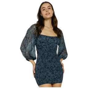 Olivaceous NWT Smocked Print Mini Boutique Dress medium